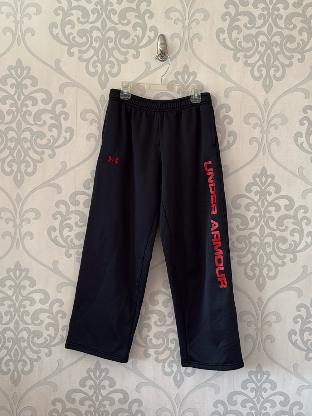 Under Armour Black Sweatpants with Red Logo Trim